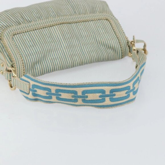 FENDI Zucca Canvas Chef bag Shoulder Bag Blue Gold Auth - Picture 8 of 16
